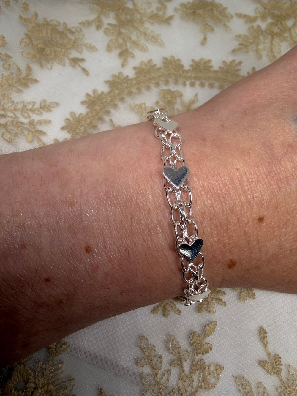 925 Sterling Silver Heart Link Bracelet | Romantic Chain Bracelet | Gift for Her